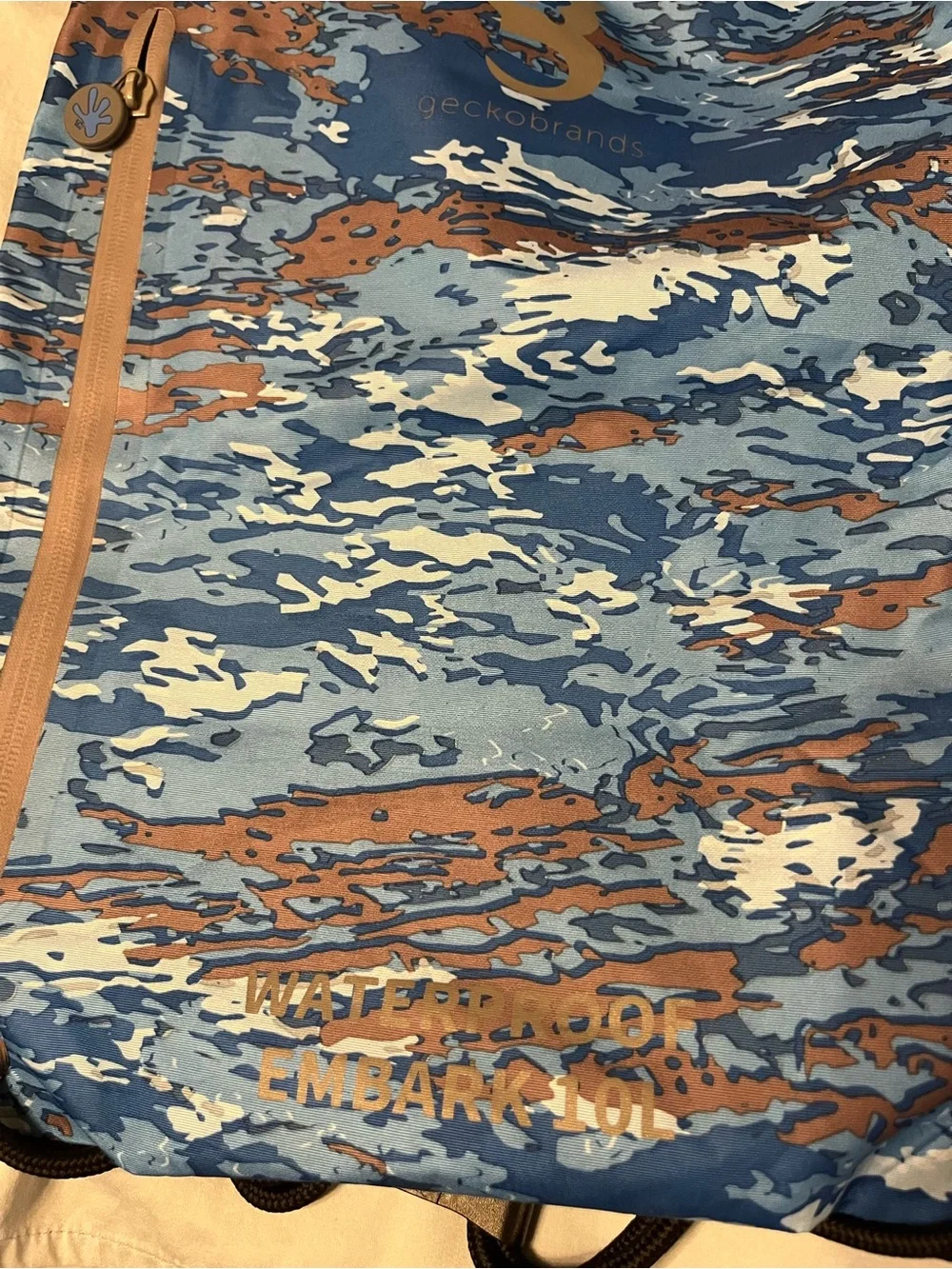 GeckoBrands Blue Camo Waterproof Drawstring Backpack 10L